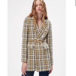 Zara Tweed Jacket with Gold Chain